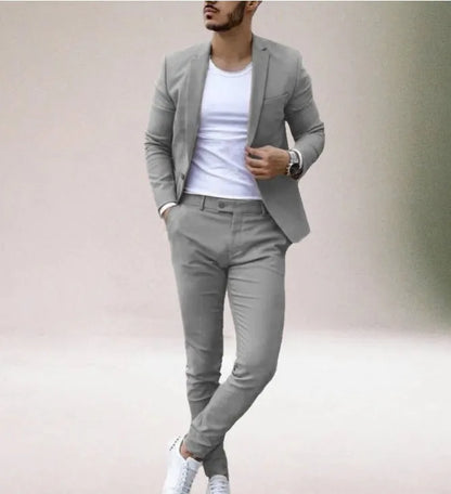 Men's two-piece leisure set with digital print two-button top and matching trousers, slim fit, sizes S to 4XL