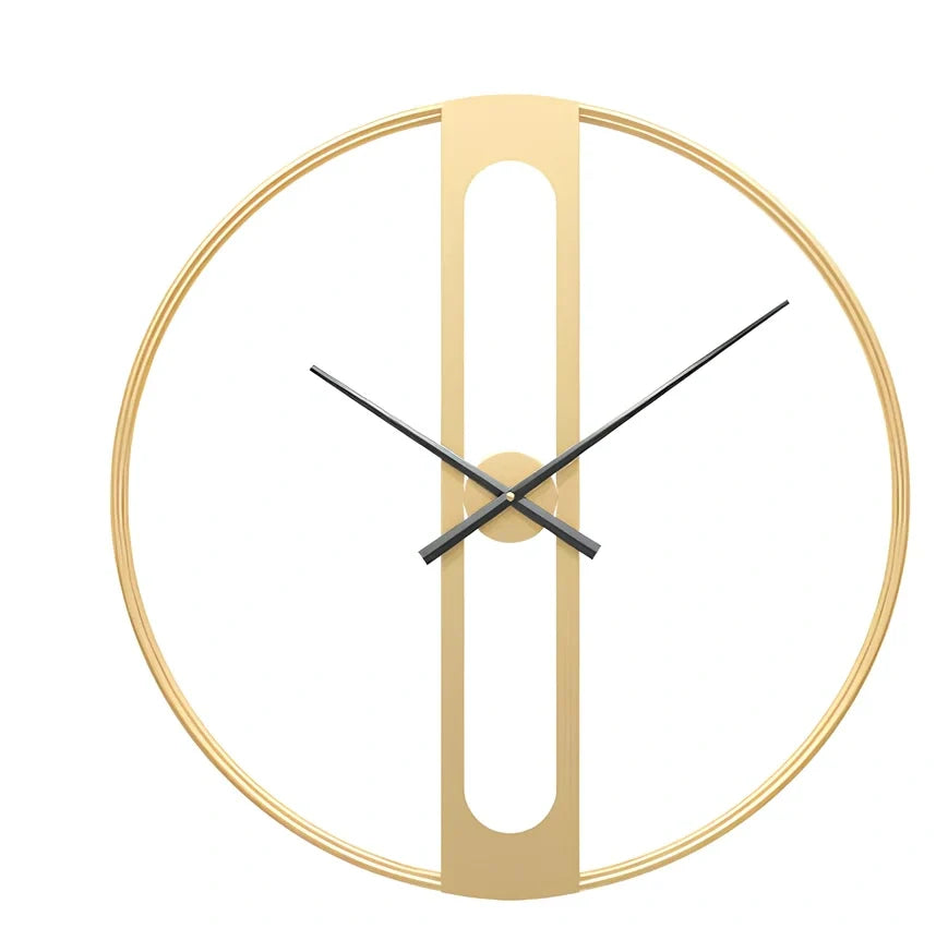 50cm round metal wall clock with black finish showing clear numbering and quartz movement