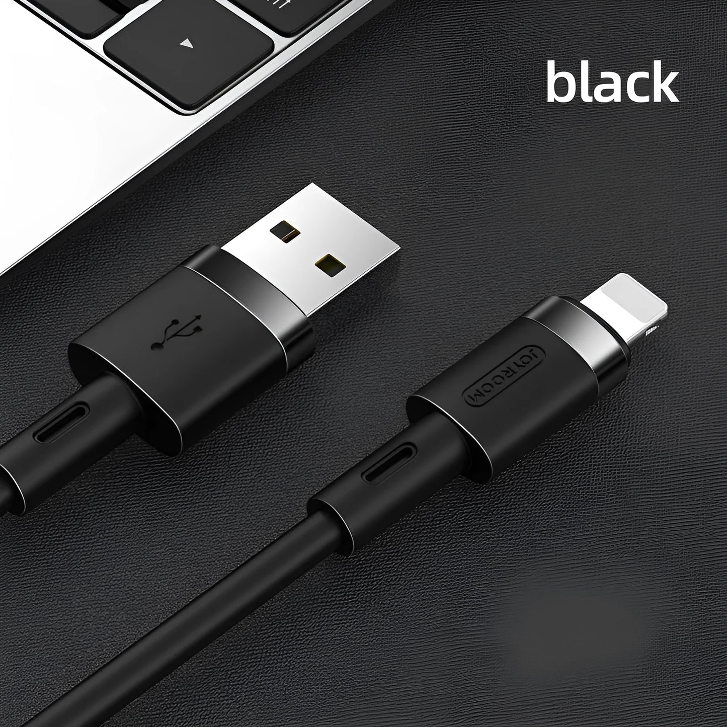 A 1.2-metre long Type-C charging cable shown in five colour options: black, purple, red, white, and yellow.