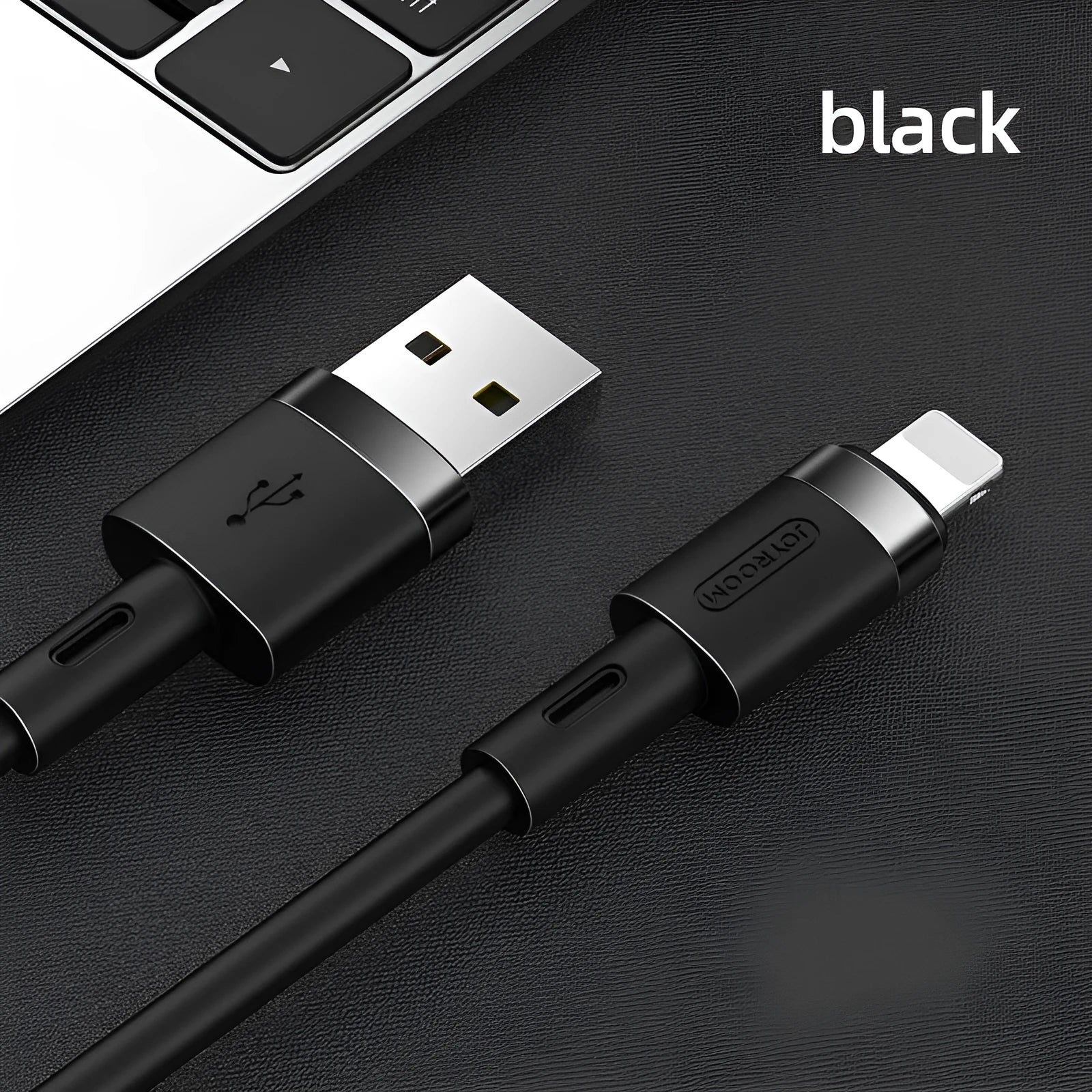 A 1.2-metre long Type-C charging cable shown in five colour options: black, purple, red, white, and yellow.