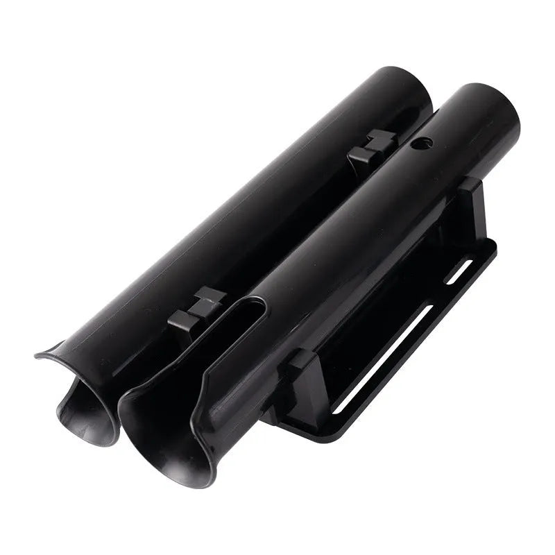 Plastic fishing rod rack with carbon clamp for motorcycle and electric bicycle mounting