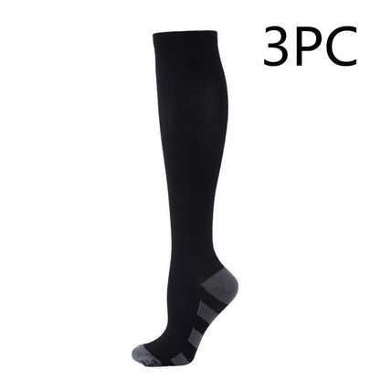 Athletic compression socks with three-bar design for men and women