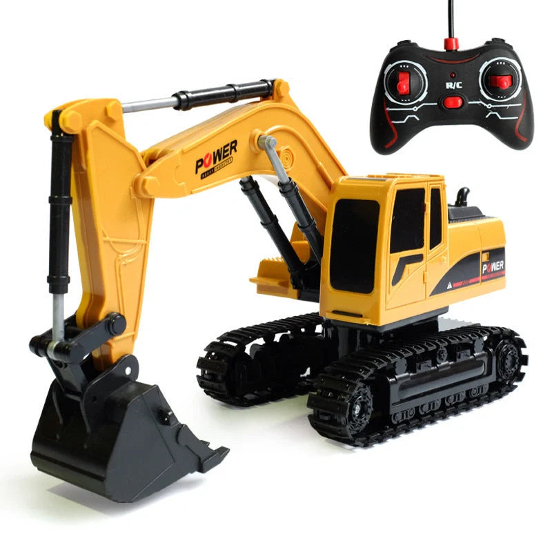 Alloy remote control excavator toy with lighting and sound effects for realistic construction play