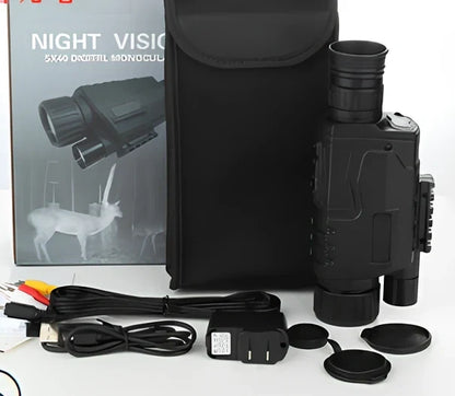 Black infrared monocular with 500m night vision range and 5x magnification for dark conditions