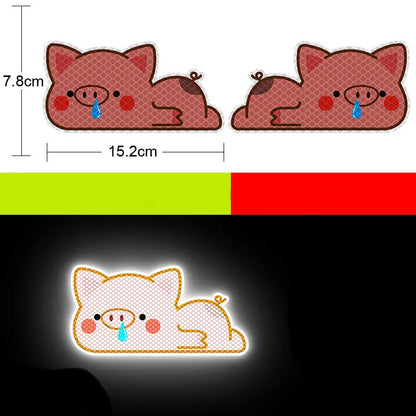 Reflective warning signs for automobiles and motorcycles with diamond film, 9cm by 5cm, in styles like Bucktooth melon seeds