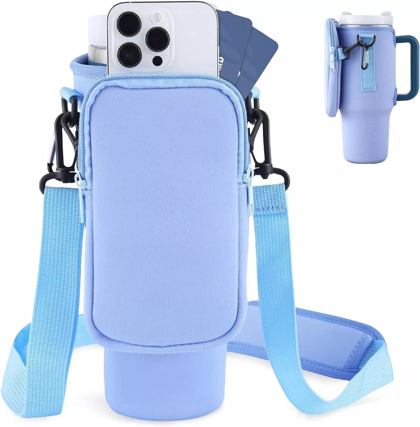 Slok Water Bottle Carrier Bag for 40oz tumblers with adjustable strap and storage pockets