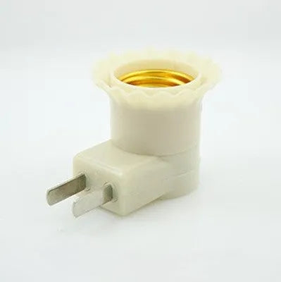 White wall plug-in screw lamp holder with switch for E27 bulbs, 250V maximum voltage