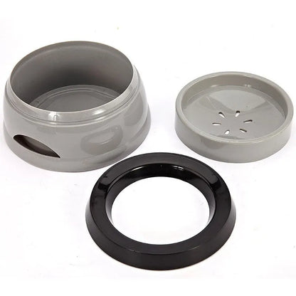 Grey plastic no-spill floating pet bowl for dogs and cats with 750ml capacity.