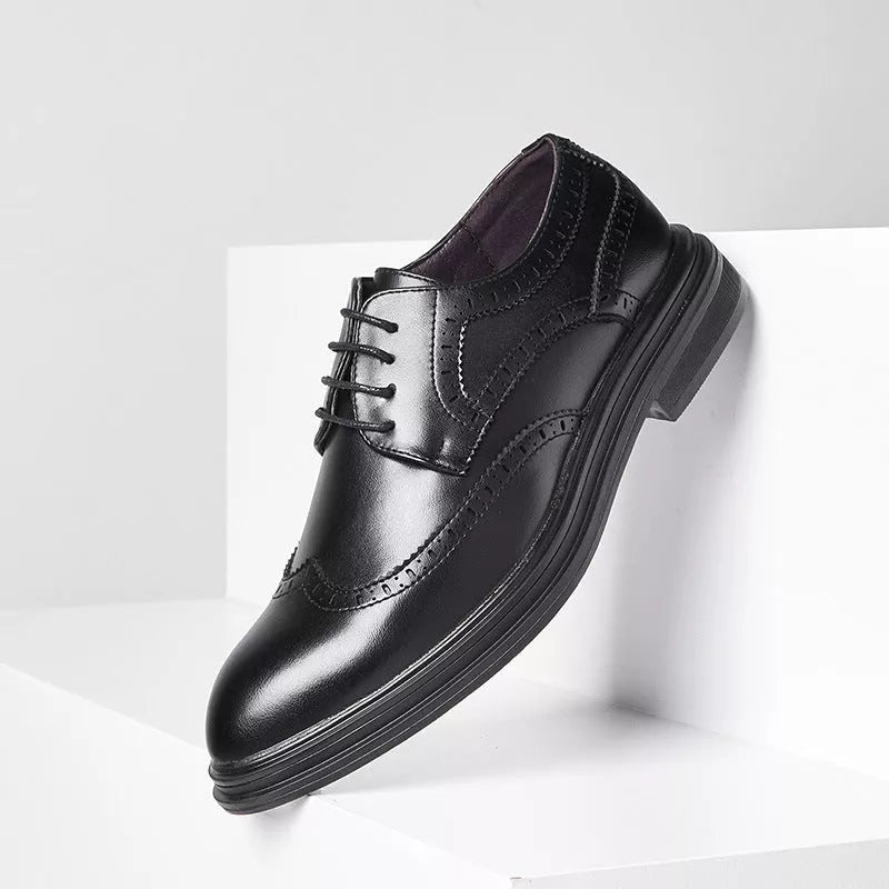 British pointed leather shoes for men in black and brown