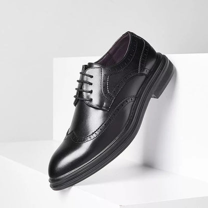 British pointed leather shoes for men in black and brown