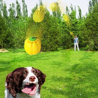 Halloween pumpkin shaped plastic dog chew ball with squeaker in orange colour