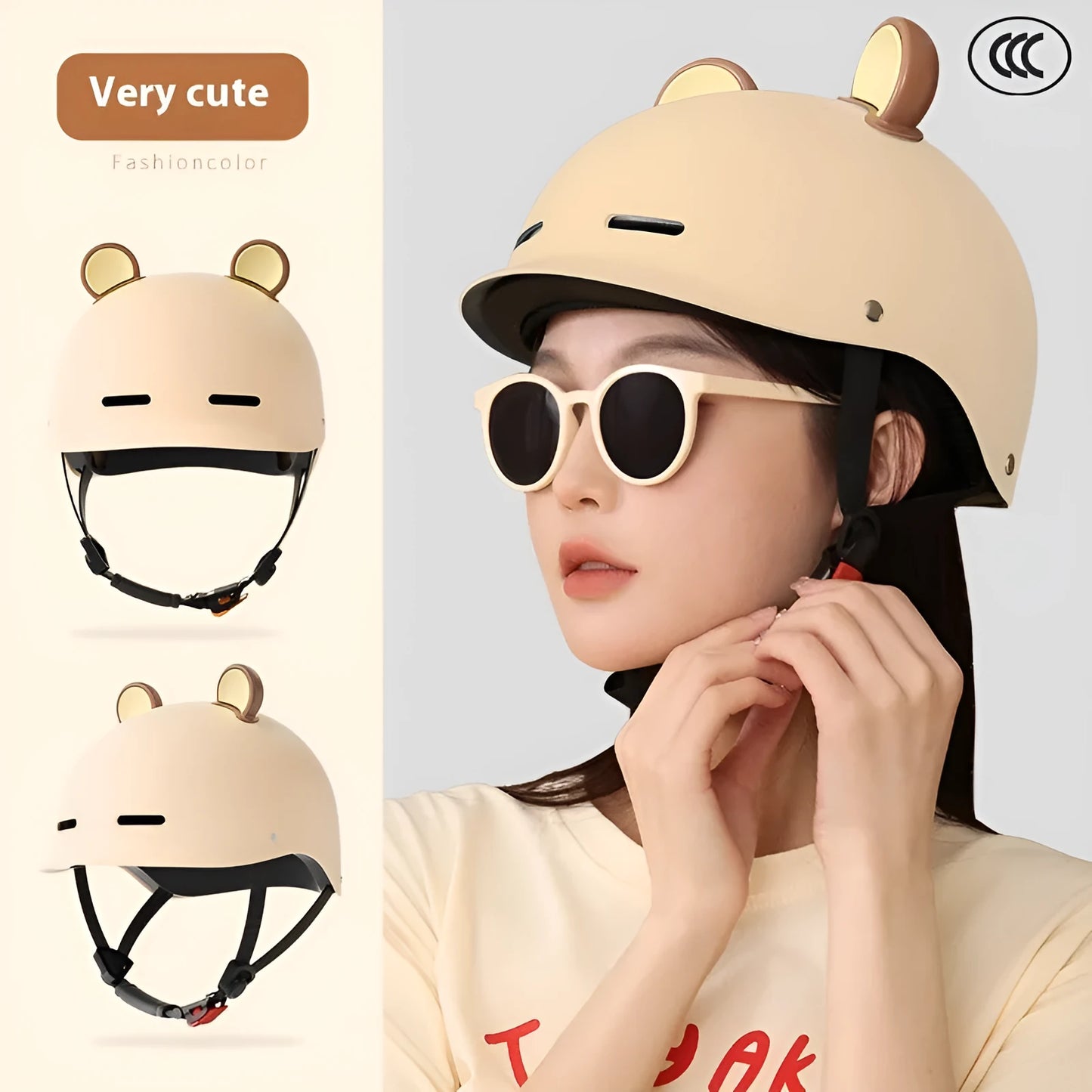 3C certified electric bike helmet in ABS shell shown in mocha colour option for adult commuters.