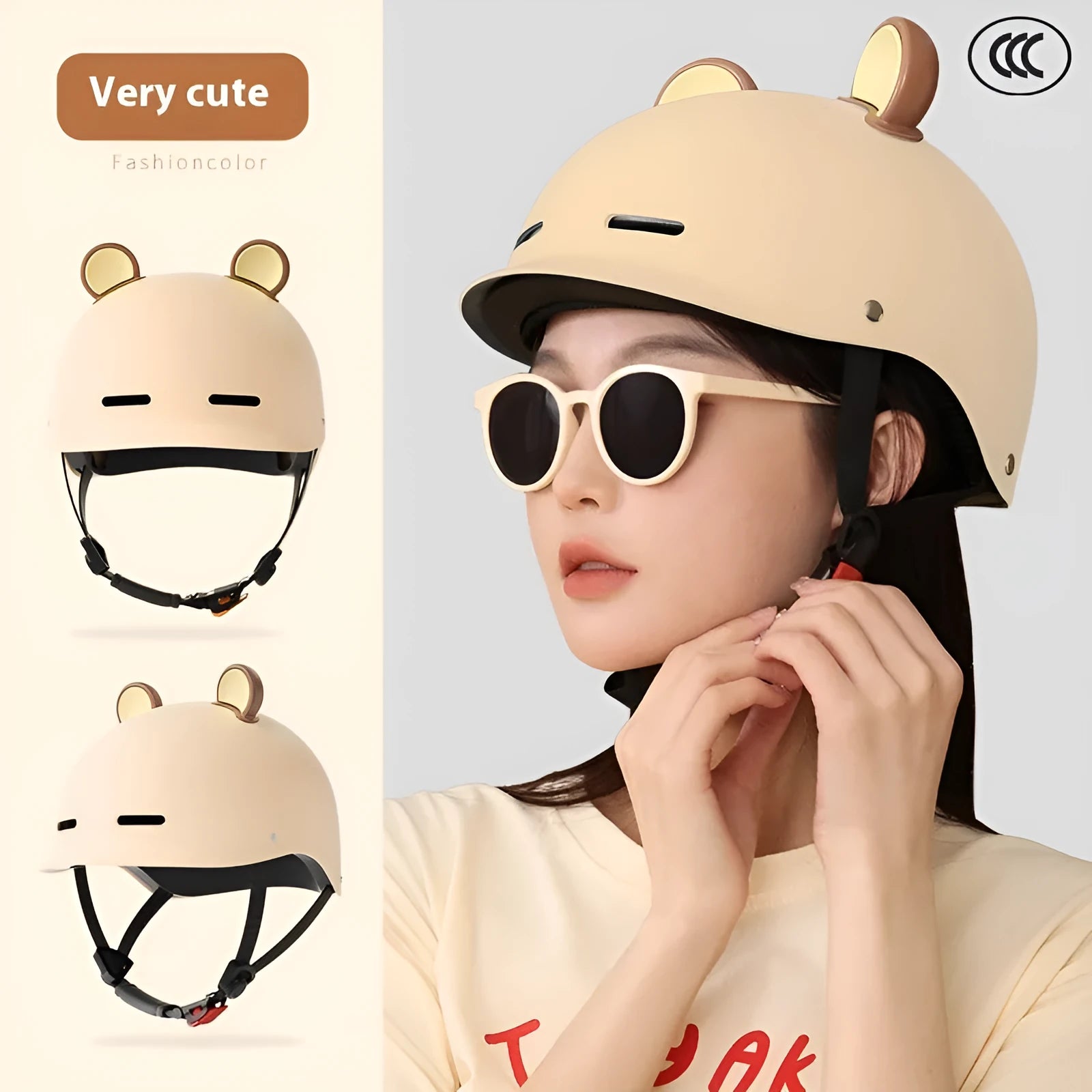 3C certified electric bike helmet in ABS shell shown in mocha colour option for adult commuters.