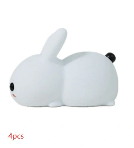Enchanting silicone rabbit night light with warm and cool white dual-color lighting options, creating a cozy ambiance