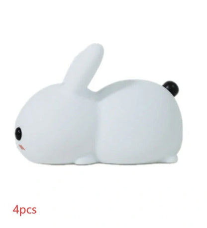 Enchanting silicone rabbit night light with warm and cool white dual-color lighting options, creating a cozy ambiance