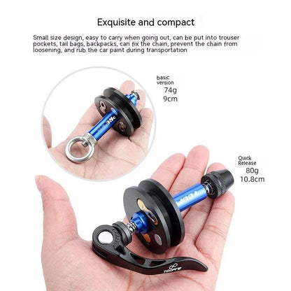 Aluminium alloy bicycle chain holder and tensiometer tool with three format options