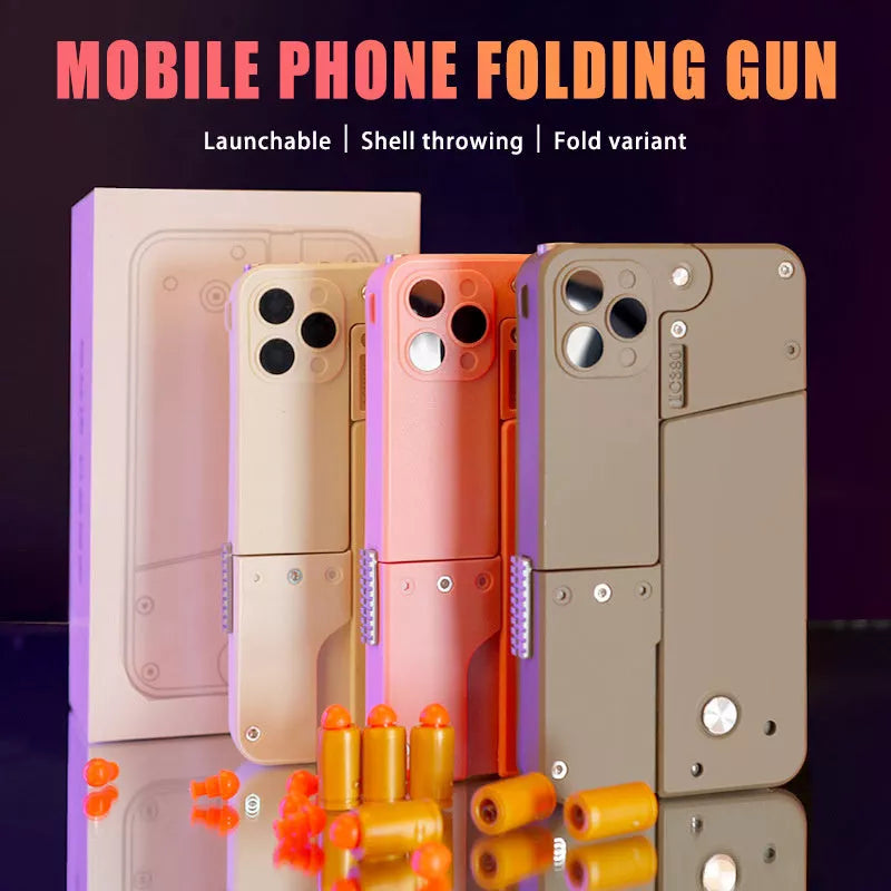 Folding pistol soft bullet toy gun designed like a mobile phone for safe kids play