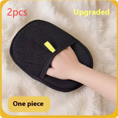 Black pet hair removal gloves with silicone bristles for grooming dogs cats rabbits