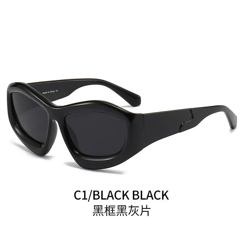 Concave shape sun glasses with bubble element design in multiple colour options for outdoor activities