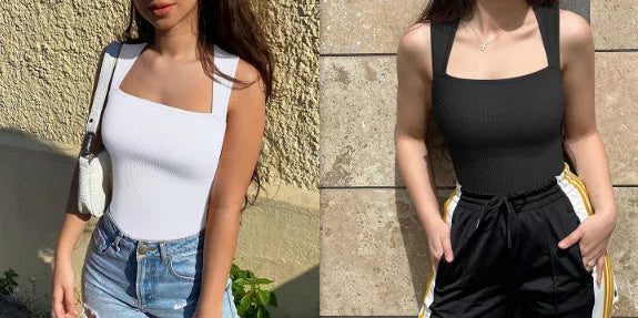 Sleeveless square neck jumpsuit in various colors for summer wear