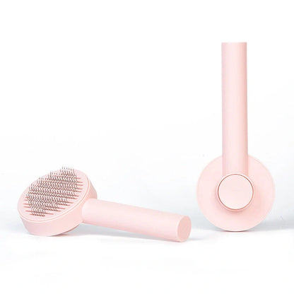 Self-cleaning pet grooming brush for dogs and cats with one-touch cleaning button