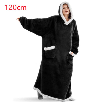 Cozy TV Blanket Hoodie in a variety of colors, featuring a plush polyester design with a front pocket and adjustable drawstring hood