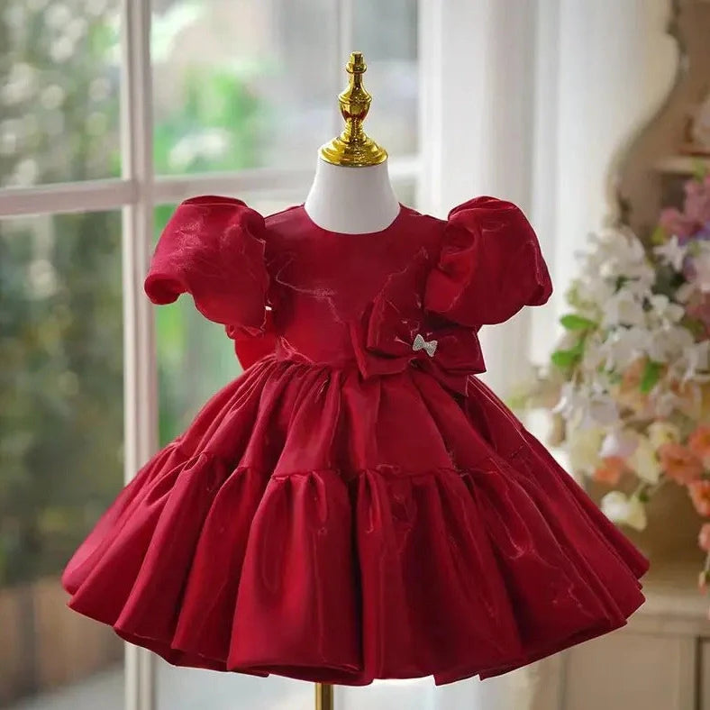 Little girl piano performance costume in acetate fibre fabric with height sizing options