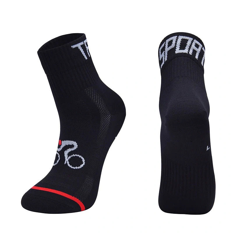 Professional outdoor cycling socks in various colors with breathable nylon fabric