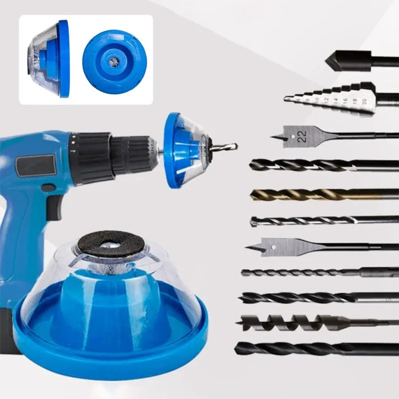 Electric hammer dust cover accessory bowl-shaped dust stopper attachment for drill duster with hollow cavity to collect debris when drilling holes in drywall wood metal concrete, blue PP plastic sponge PVC construction 88x50x44mm size