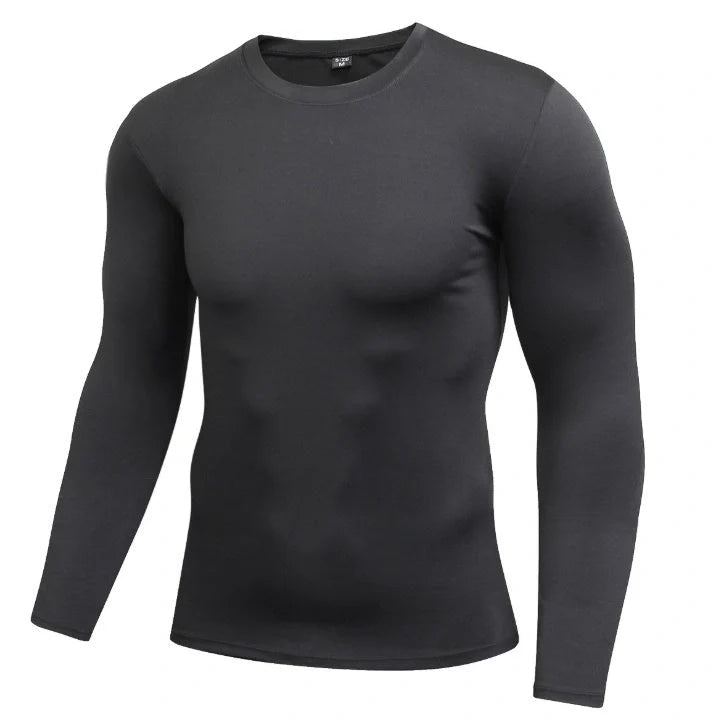 Men's quick-dry compression long sleeve top for enhanced workout performance