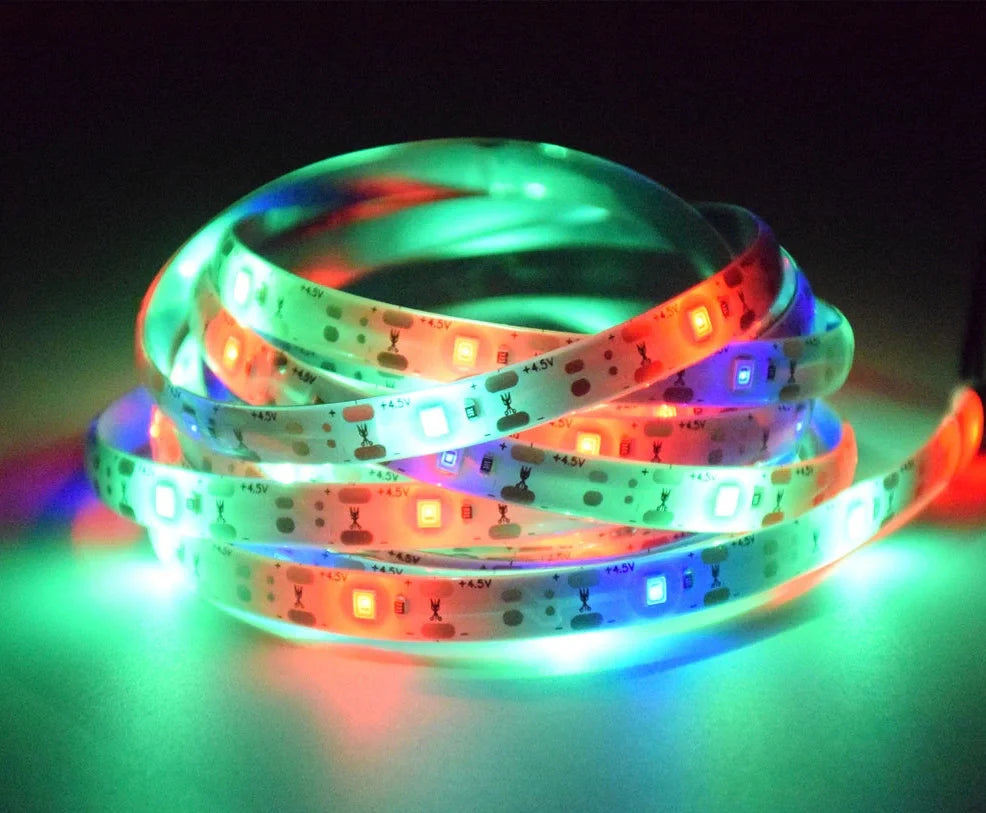 Compact 70x70mm solar LED strip with 90 lights in warm white, IP65 rated for garden paths