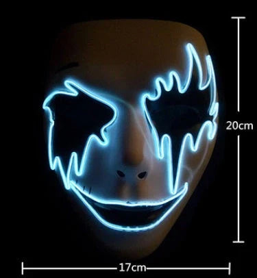A luminous skeleton mask with an eye-catching EL wire design, perfect for Halloween costumes and decorations.