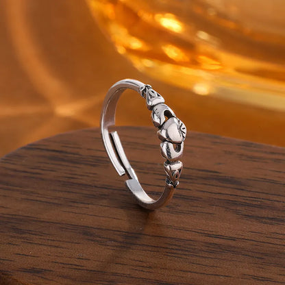 Copper open heart ring with retro silver finish for women