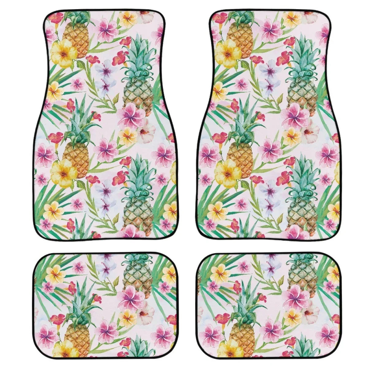 Printed rubber car foot mat set with 20mm thickness and waterproof lining in black