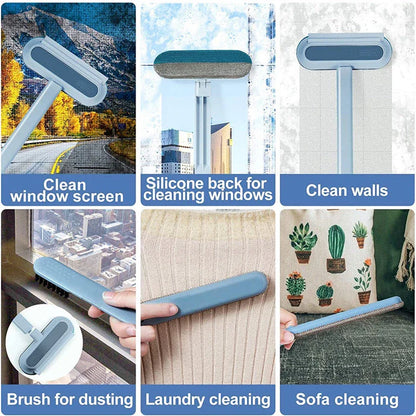 Multifunctional cleaning brush with flannel surface for windows, pet hair, and home cleaning