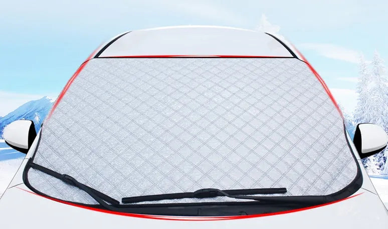 Car snow block aluminized film front windshield cover with external anti-theft design in size 100x147C or 143X93.