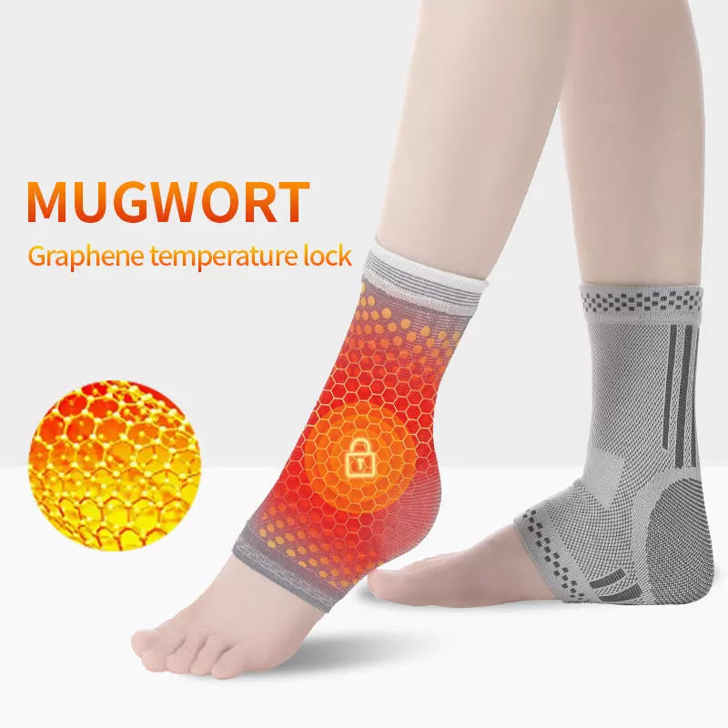 Graphene ankle brace with copper ion fabric for injury recovery and support
