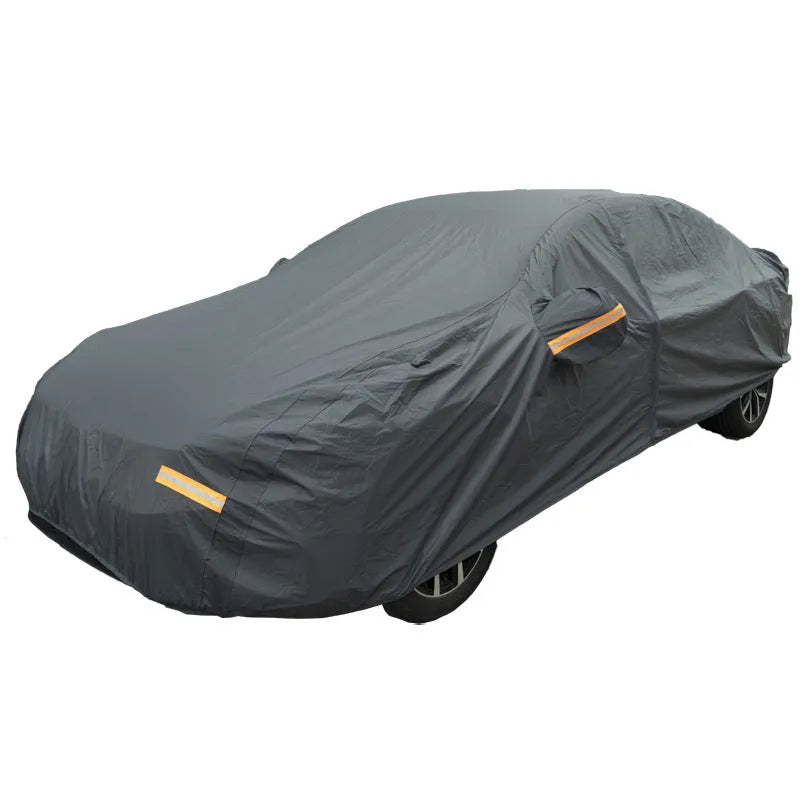 PVC Chemical Fibre Car Cover for Volkswagen - Rainproof Sun Protection Thickened Heat Insulation Car Cover in Grey Available in Five Sizes S M L XL 2XL