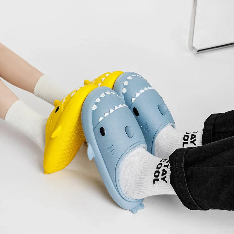 Cartoon Shark EVA Home Slippers in various colors with waterproof soft bottom
