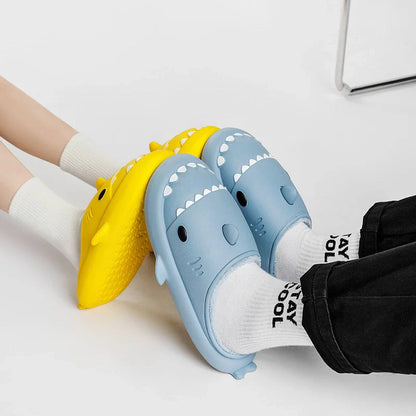 Cartoon Shark EVA Home Slippers in various colors with waterproof soft bottom