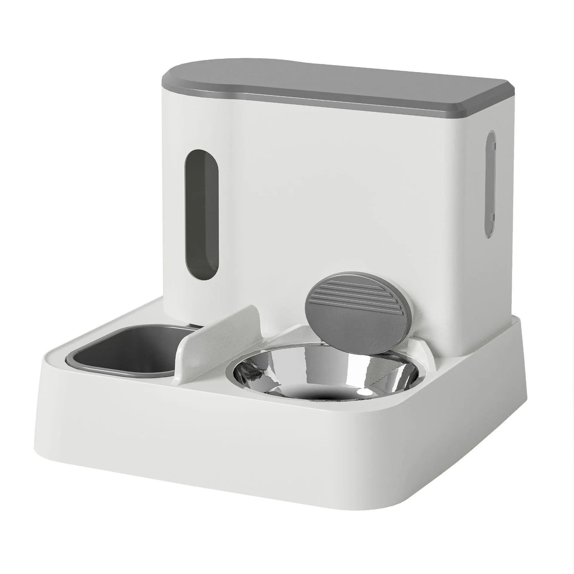 Cat automatic pet feeder water dispenser with integrated double bowl design