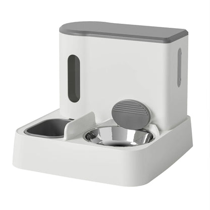 Cat automatic pet feeder water dispenser with integrated double bowl design