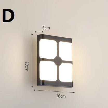 Waterproof outdoor wall light with PC lampshade measuring 200x160mm and LED illumination