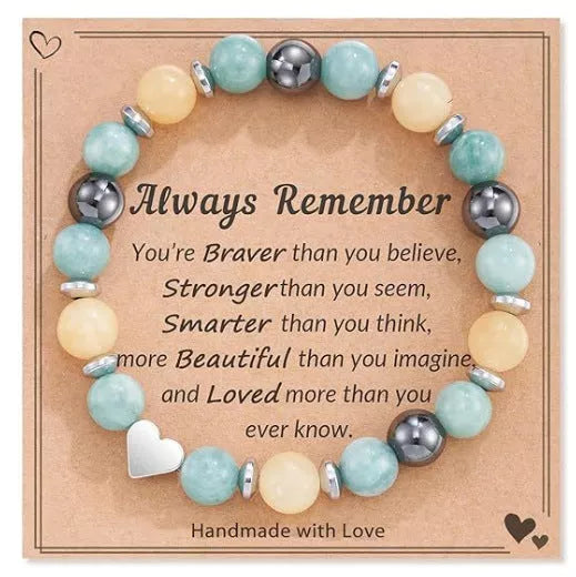 Handcrafted natural stone Tree of Life bracelet with pink zebra design