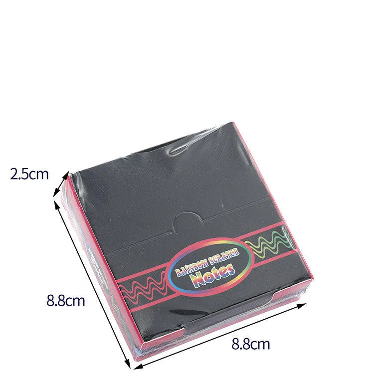 Colourful trumpet scratch painting set box containing 100 paper sheets for children's art activities