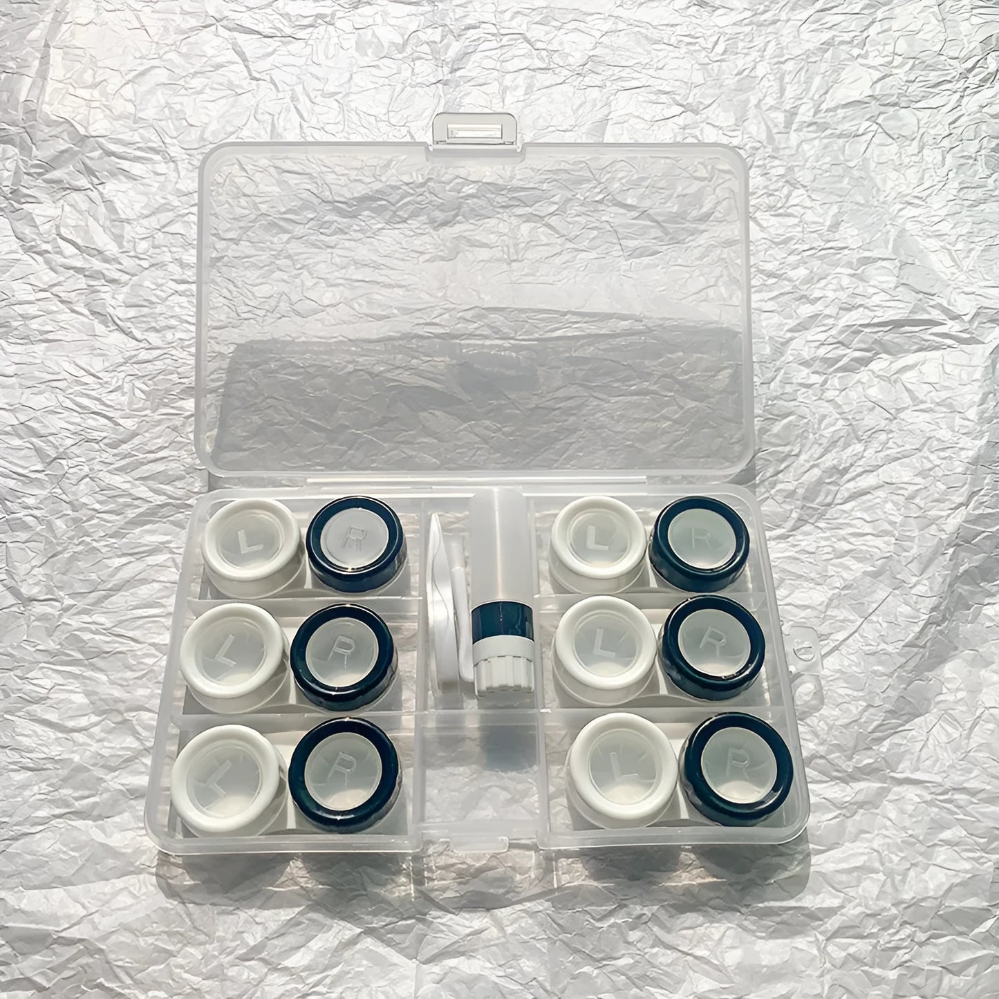 Portable contact lens case rectangle design multiple colour options compact storage