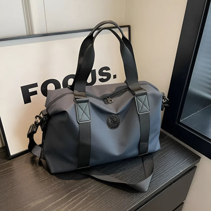 Waterproof Oxford cloth travel bag with dry wet separation compartments in black colour option