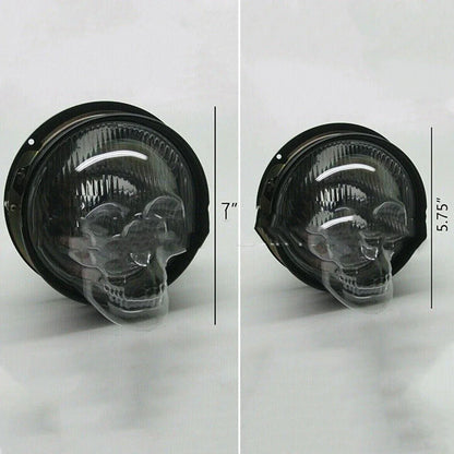 Skull-themed headlight covers made of durable polycarbonate plastic for cars, trucks, and motorcycles