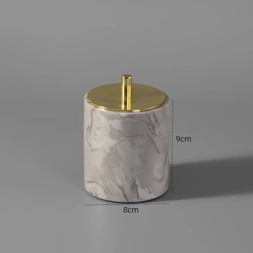 Bawang flower marble bathroom set with tissue box, 30x20cm tray, and lotion bottle in white veined stone