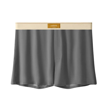 Men's loose-fit Ice Silk nylon underwear in a three-pack, showing colour options like black, green, and grey.